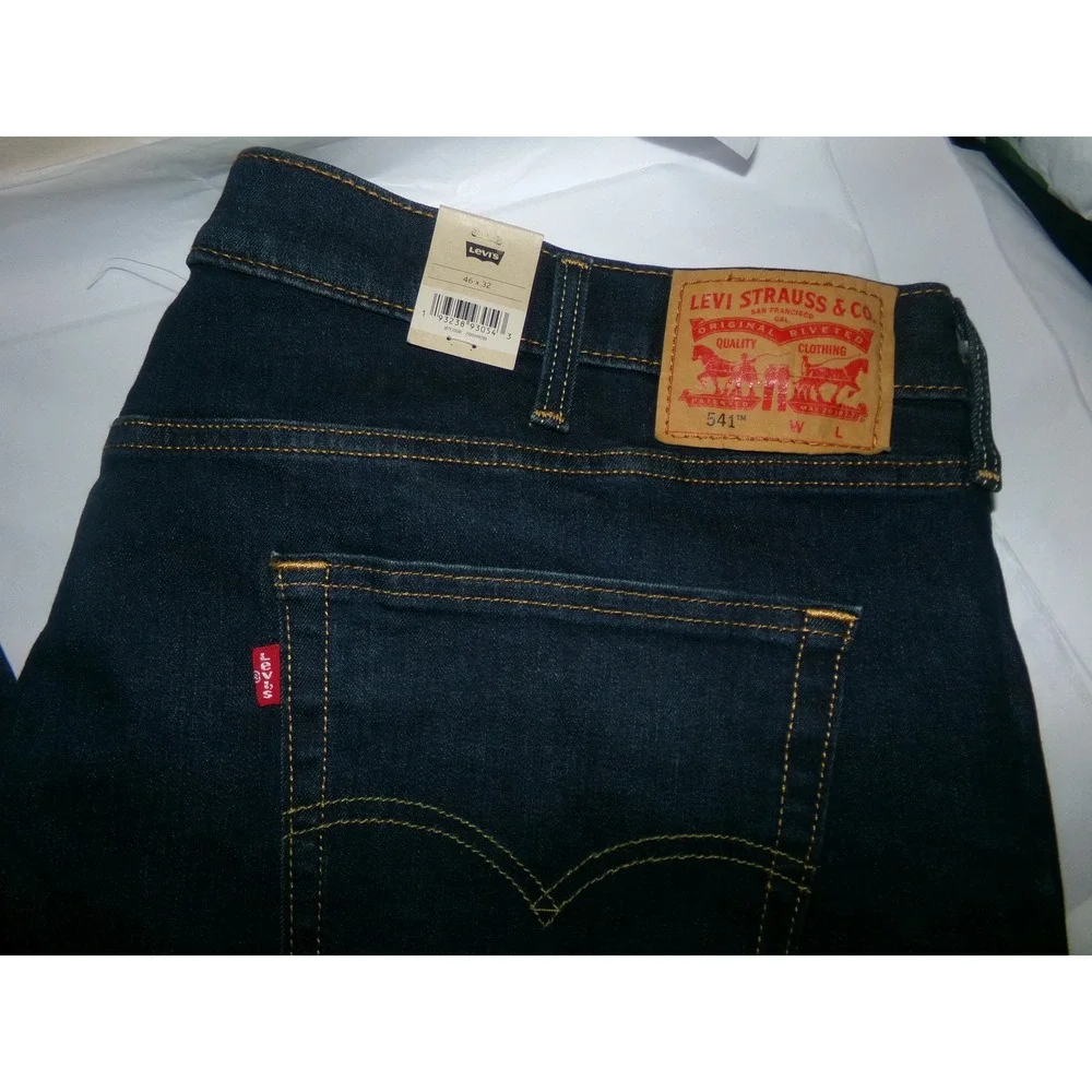 Levis 541 Athletic Taper Stretch Jeans Mens 46 x 32 Dark Wash Indigo Denim NWT